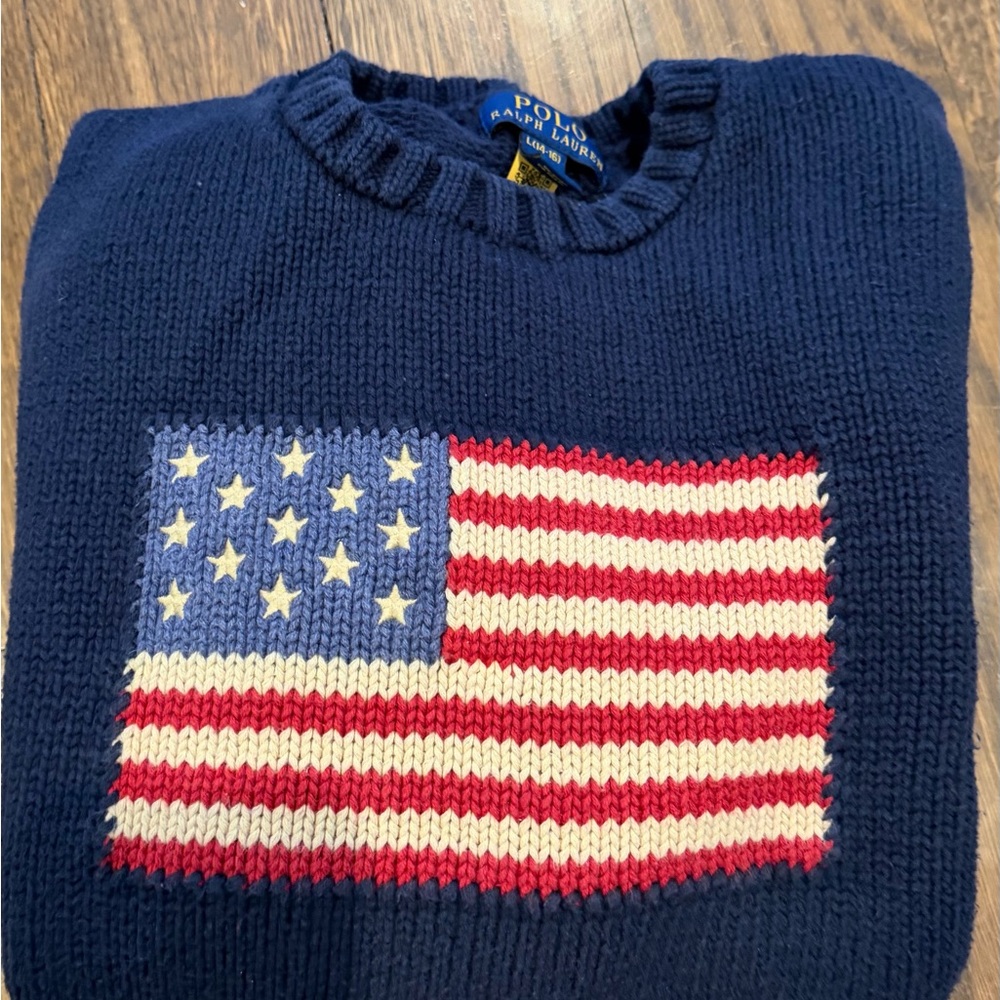 Polo by Ralph Lauren Blue Sweater with Flag Design